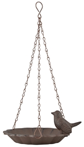 Rustic Brown Metal Hanging Bird Bath