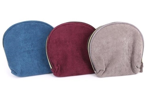 Round Zipped Corduroy Make Up Storage Bag 20cm 3 Assorted Colours