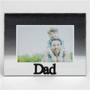 Black Glitter Glass Frame - Dad
