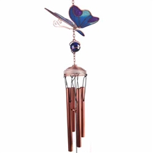 Glass Butterfly Windchime in Blue 63cm