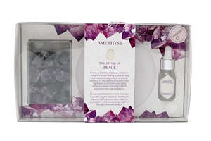 DUE JAN Crystal And Oil Tray Set - Amethyst