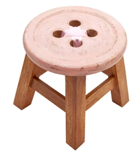 Wooden Button Stool Pink 24cm