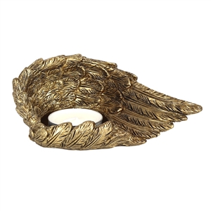 Gold Lowered Angel Wing Candle Holder 28cm