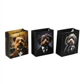 3asst Cynocephaly Dog Medium Gift Bags 23cm SOLD IN 12's