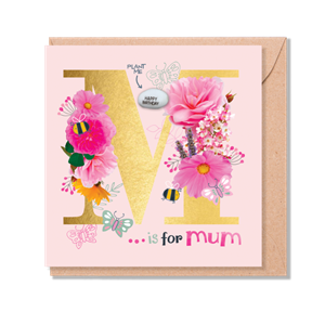 Card With Magic Growing Bean - M Is For Mum