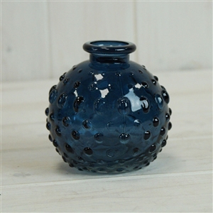 Blue Dimple Glass Bottle 8.8cm