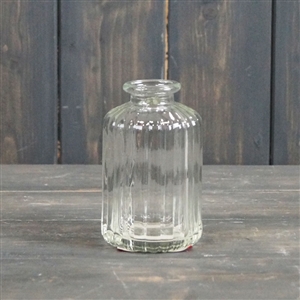 Medium Clear Ribbed Glass Bottle 10cm