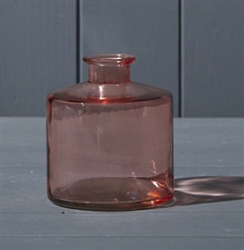 Squat Glass Bottle/Vase - Rose 10.3cm