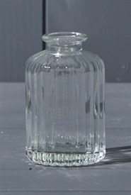 Ribbed Glass Bottle/Vase - Clear 10cm