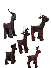 Hanging Tartan Reindeer 5 Assorted