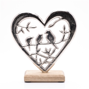 Metal Heart Love Birds Ornament 20cm