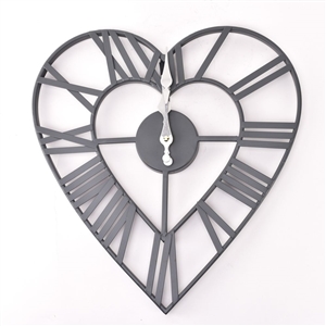 Grey Heart Wall Clock 36cm