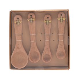 Set Of 4 Wooden Bee Measuring Spoons