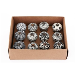 12asst Black And White Door Knobs SOLD IN PACK OF 12