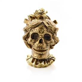 Gold Skull With Rose In Hair 13cm