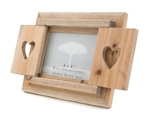 Driftwood Frame with Heart Shutters