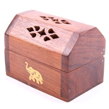Mini Incense Burner Box With Elephant Inlay 8cm