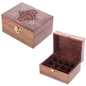 Sheesham Wood Oils Box 12 Spaces 15cm