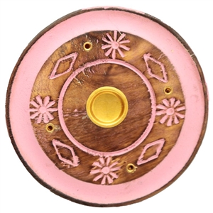 Mango Wood Pink Flower Ash Catcher 10cm