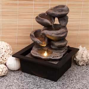 Cacading Stone Bowls Indoor Fountain 25cm
