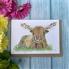 A6 Eco Card - Floral Ear Highland Cow