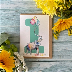 A6 Eco Card - Number 1 With Elephant