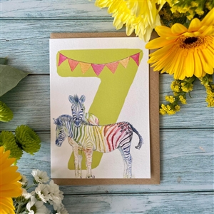A6 Eco Card - Number 7 With Zebra