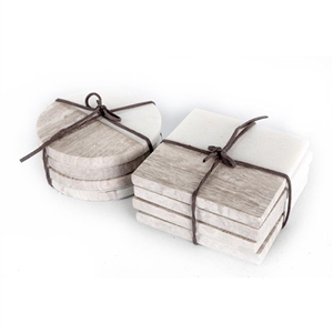 Set of 4, 2 Assorted Marble Coaster 10x10cm