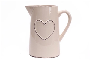 Shabby Chic Cream Ceramic Hand Drawn Jug 19cm