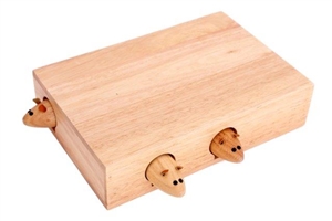 Retangular Rustic Wooden Block Mouse Cheeseboard Set 25cm