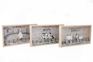 3D Wooden Farm Plaque 3 Assorted 33.5x18cm