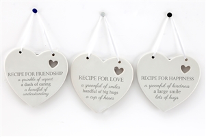 3asst Ceramic Heart Recipe Forï¿½ Plaque 14cm