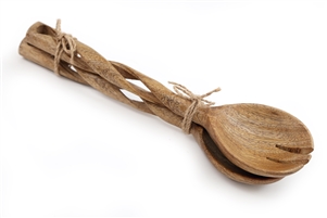 Set Of 2 Twisted Wood Serving Spoon