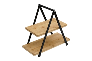 Bamboo 2 Tier  Food Stand 34cm
