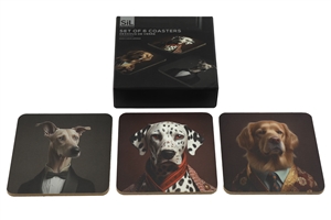 DUE JAN Set 6 Dog Head Coasters