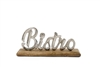 Silver Bistro Text On Wood Base 23cm