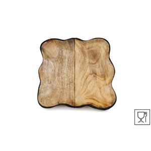 Square Wavy  Mango Wood Dish 20cm