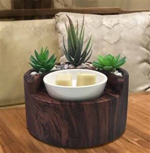 Succulent Garden Electric Wax Melter - Walnut