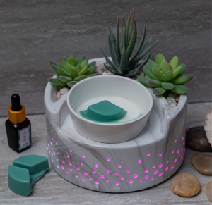 Succulent Garden Electric Wax Melter - Colour Changing LED Marble