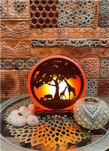 Himalayan Salt Lamp with Wooden Safari Motif 22cm