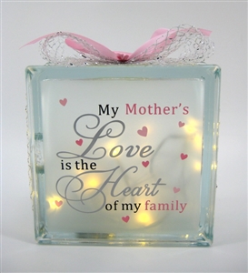 Mothers Love LED Glass Block 19cm