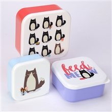Set Of 3 Feline Fine Lunch Boxes 12cm