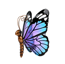 LED Butterfly Lamp with Glass Wings - Teal Purple