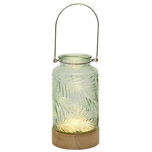 LED Jar With Wooden Base ï¿½ Coloured