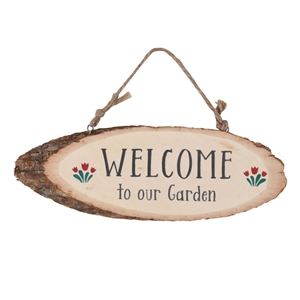 Welcome To Our Garden Log Slice Sign 22cm