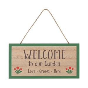 Welcome To Our Garden Hanging Sign 20cm