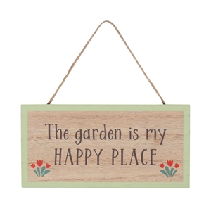 Garden My Happy Place Hanging Sign 20cm