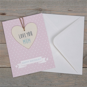 Love You Mum Greeting Card With Heart Plaque