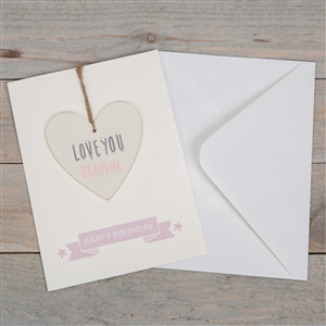 Love You Grandma Greeting Card With Heart Plaque