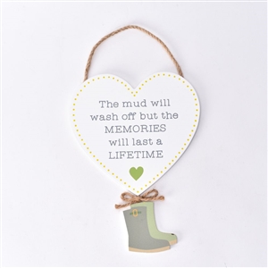 Memories Wellies Heart Plaque